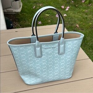 Michael Kors Blue Tote Bag with Signature MK Design